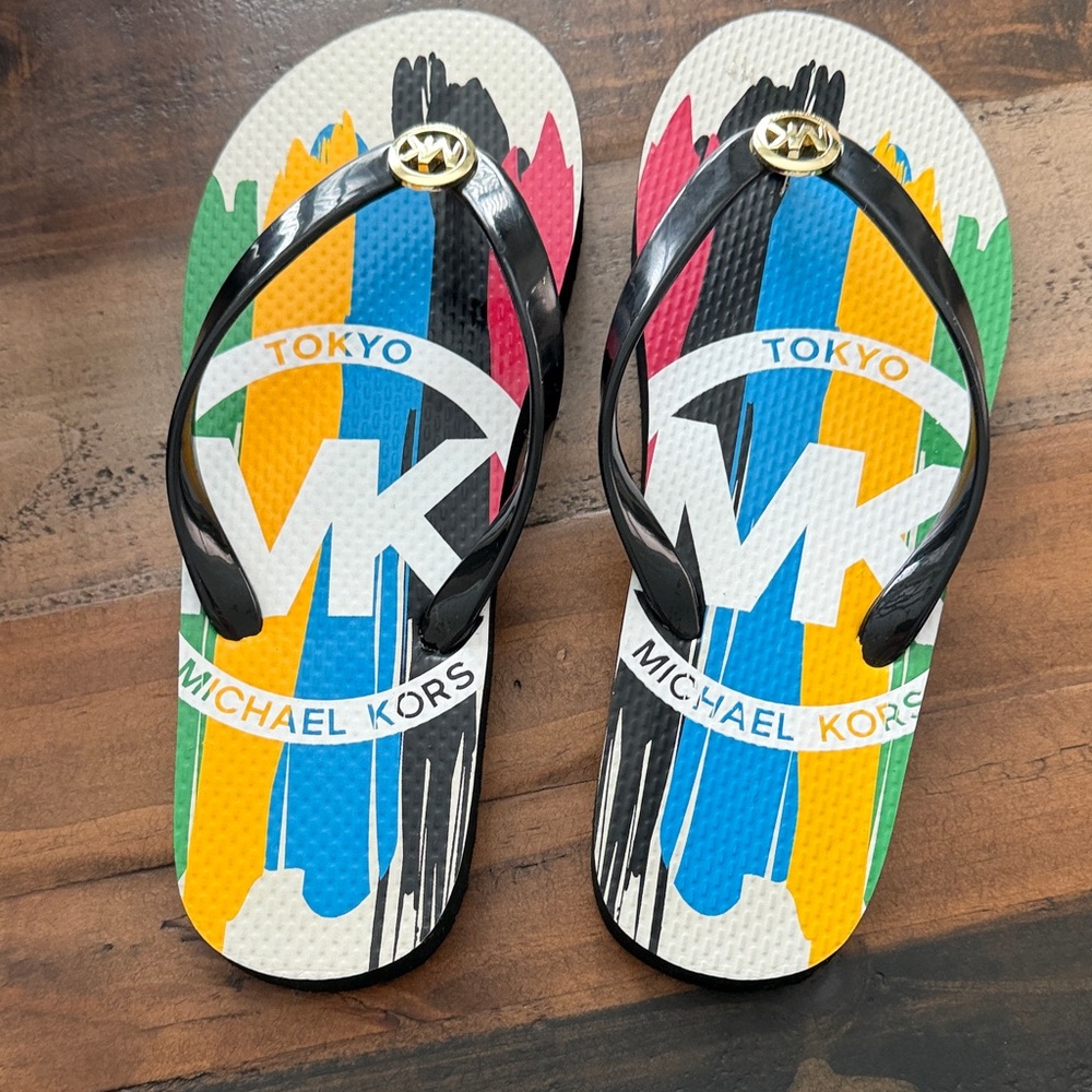 Michael Kors Flip Flops - Black and Multicolor Special Edition